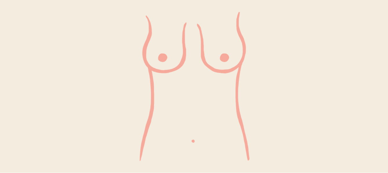 Set of round line icons of different female breast size Stock