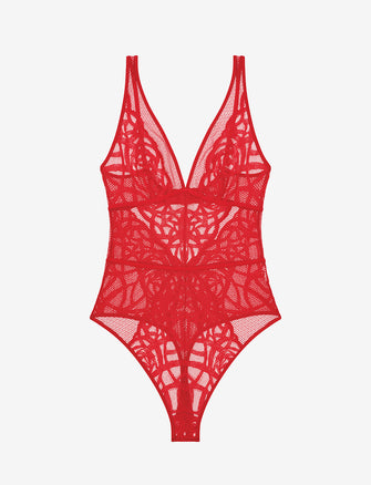 Rose Lace Unlined Bodysuit, Red - Thirdlove - 86.2% nylon/13.8% Spandex